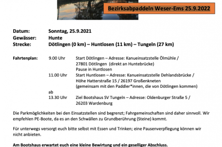 Bezirksabpaddeln Weser-Ems am 25.09.2022